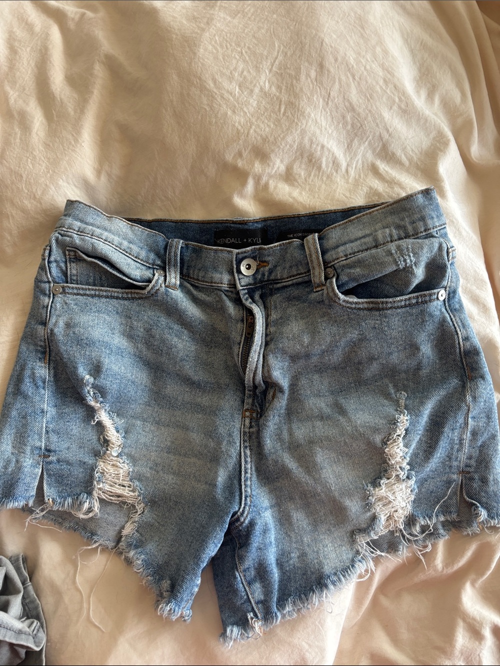 Kendall & Kylie Light Wash Distressed Denim Shorts